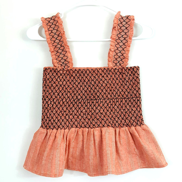 Line & Dot Revolve Zoe Smocked Top Ruffle Trim Women's XS - Picture 4 of 12